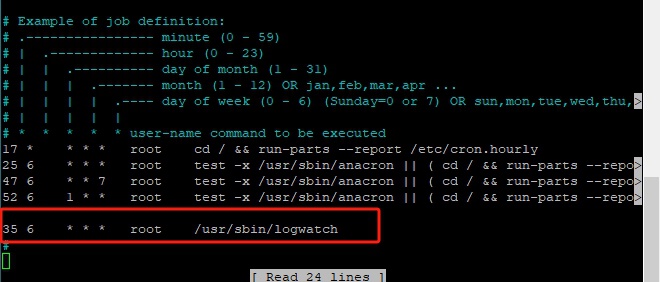 设置 Logwatch cron 作业